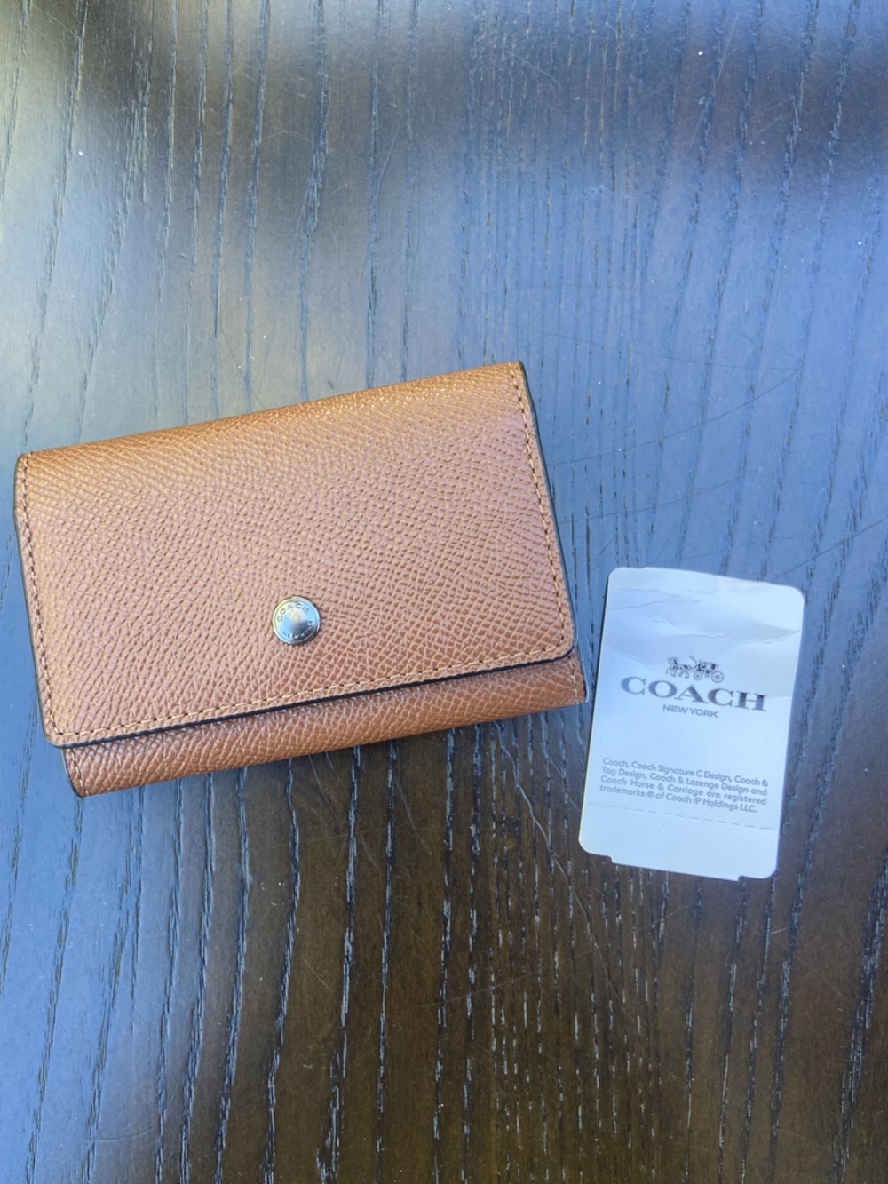 Coach Men's Small Leather Card Case in Saddlebrown